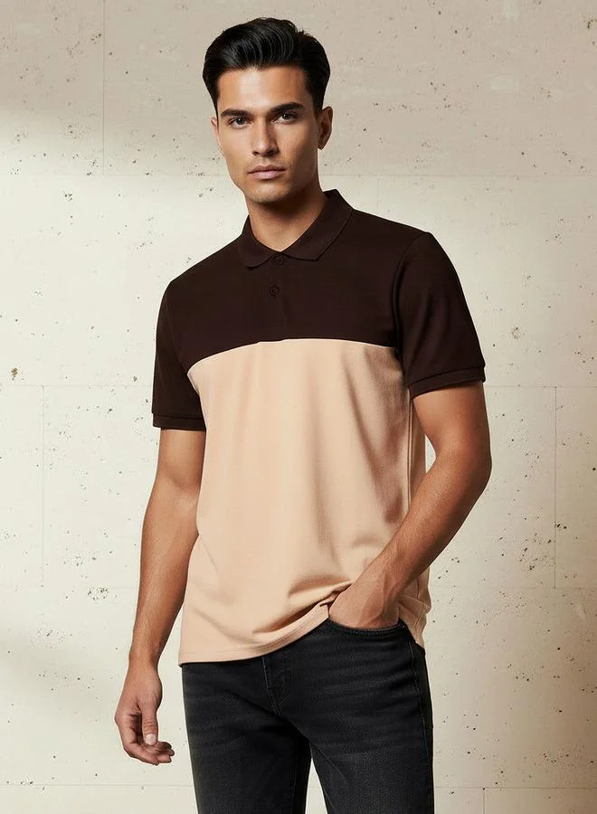 Splash FAV Men Short Sleeves Colourblock Polo T-shirt